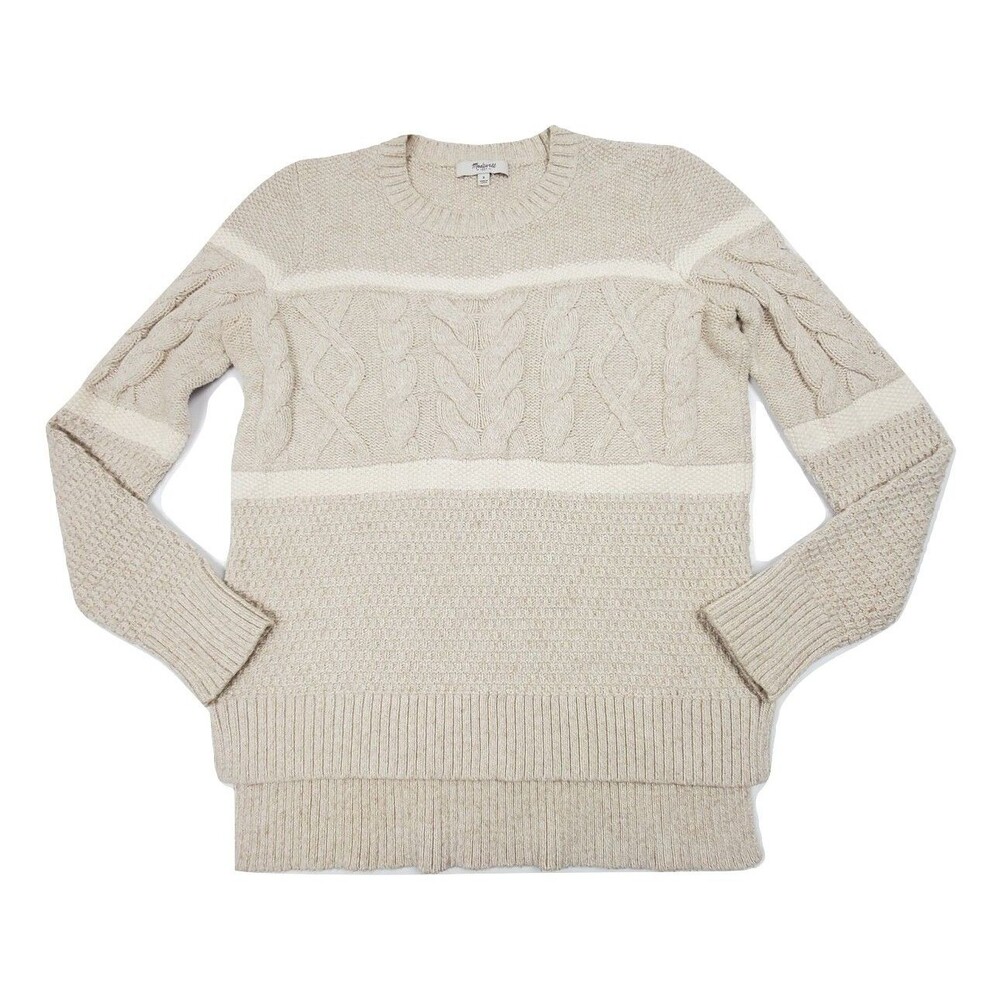 Madewell Patternstorm Cable Knit Pullover Sweater Women's Small Beige